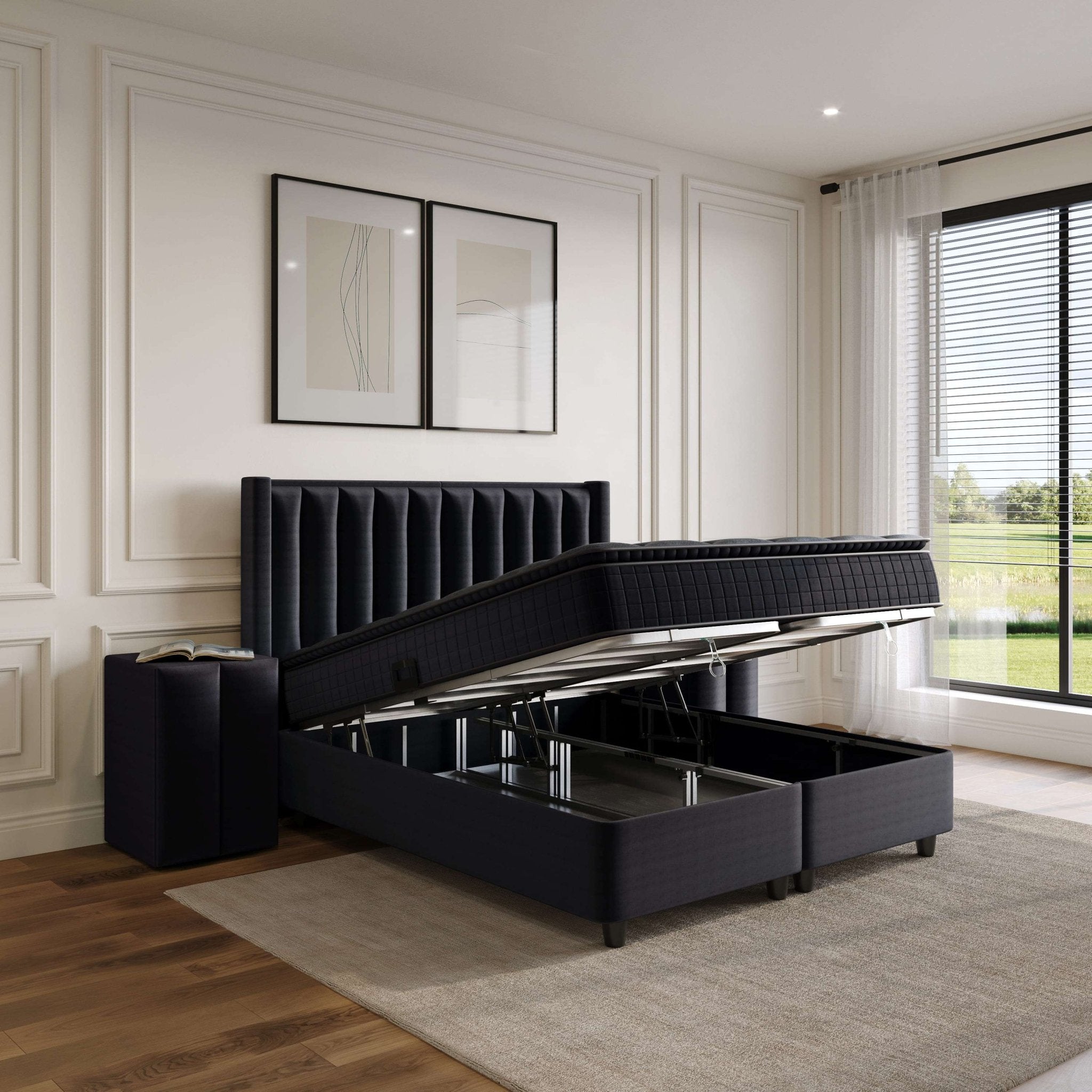 Boxspring Met Opbergruimte Amelia Zwart