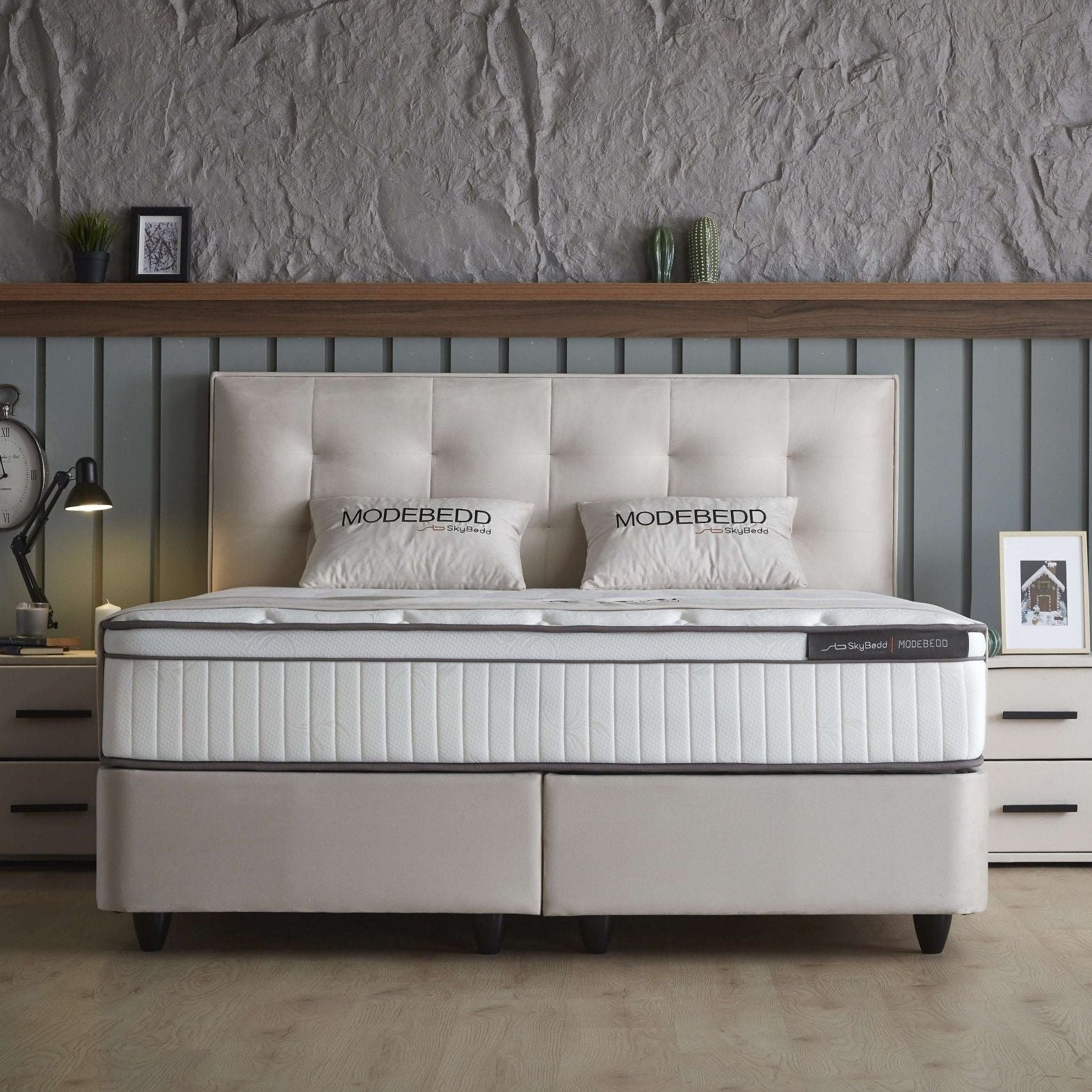 Boxspring met opbergruimte Matt Beige