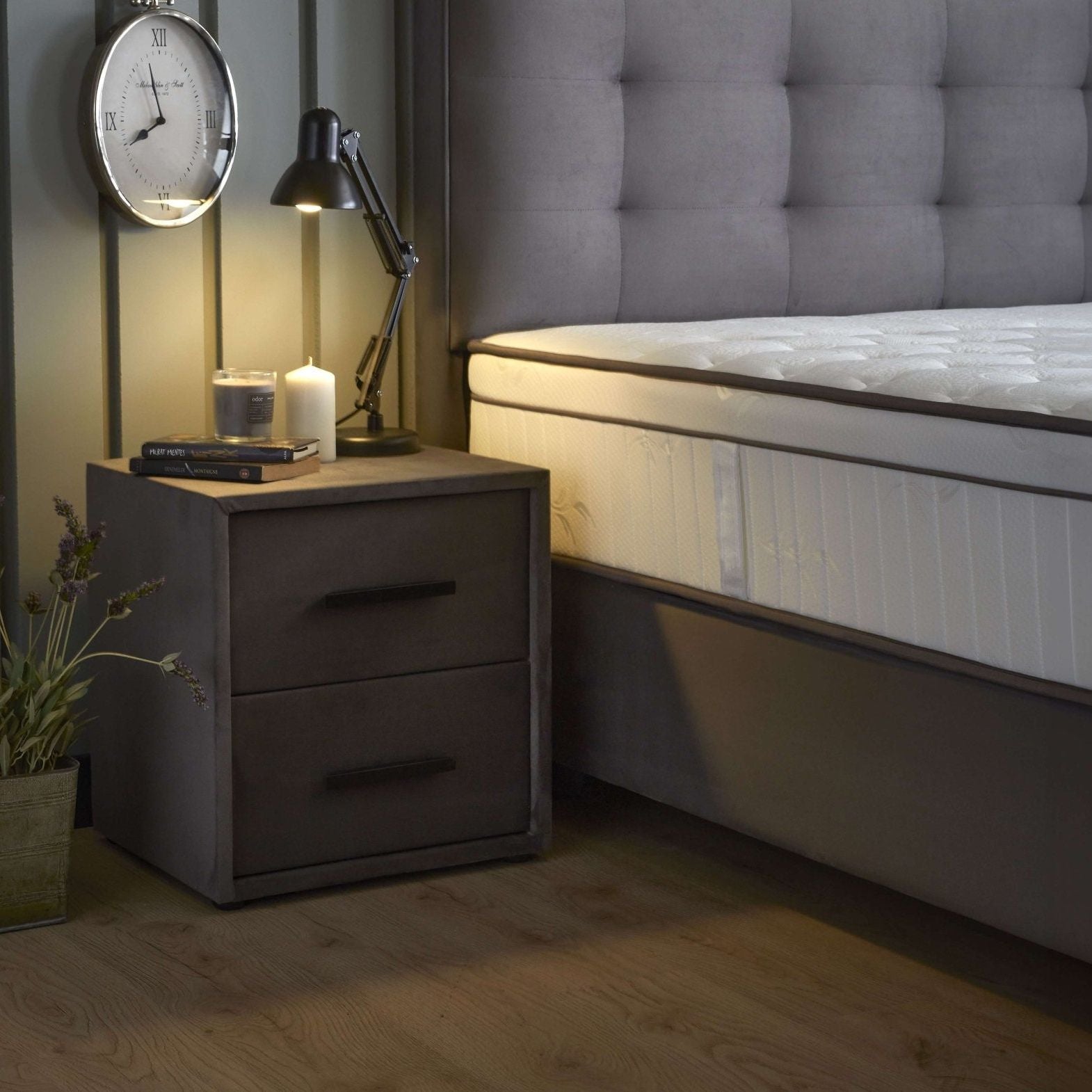 Boxspring met opbergruimte Matt Antraciet